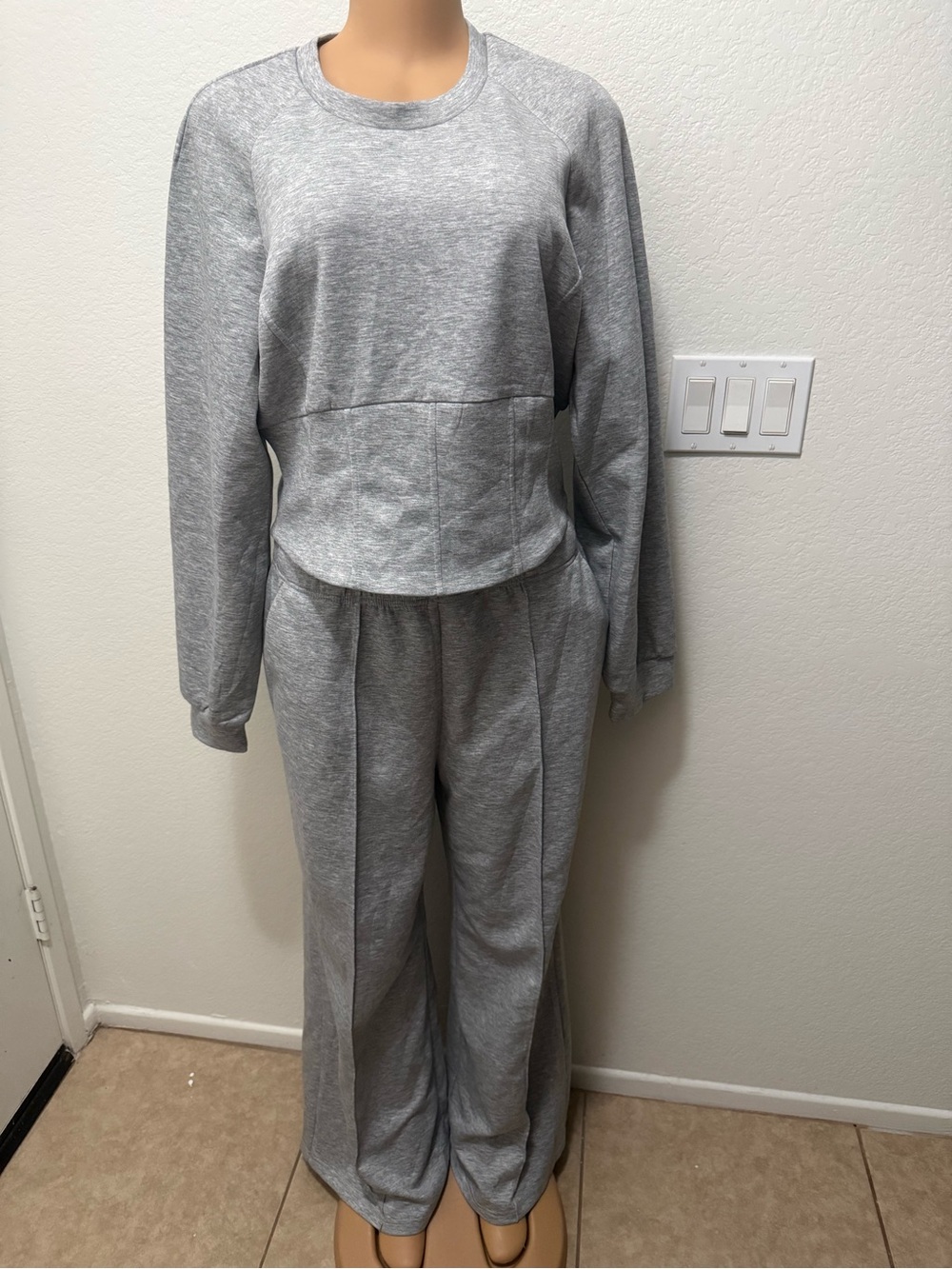 Women's Gray Wide-Leg Sweatpants - Casual Lounge Pants